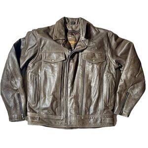 Vintage Unik Leather Jacket Quilted inner Lining Brown Men's Sz. Large.